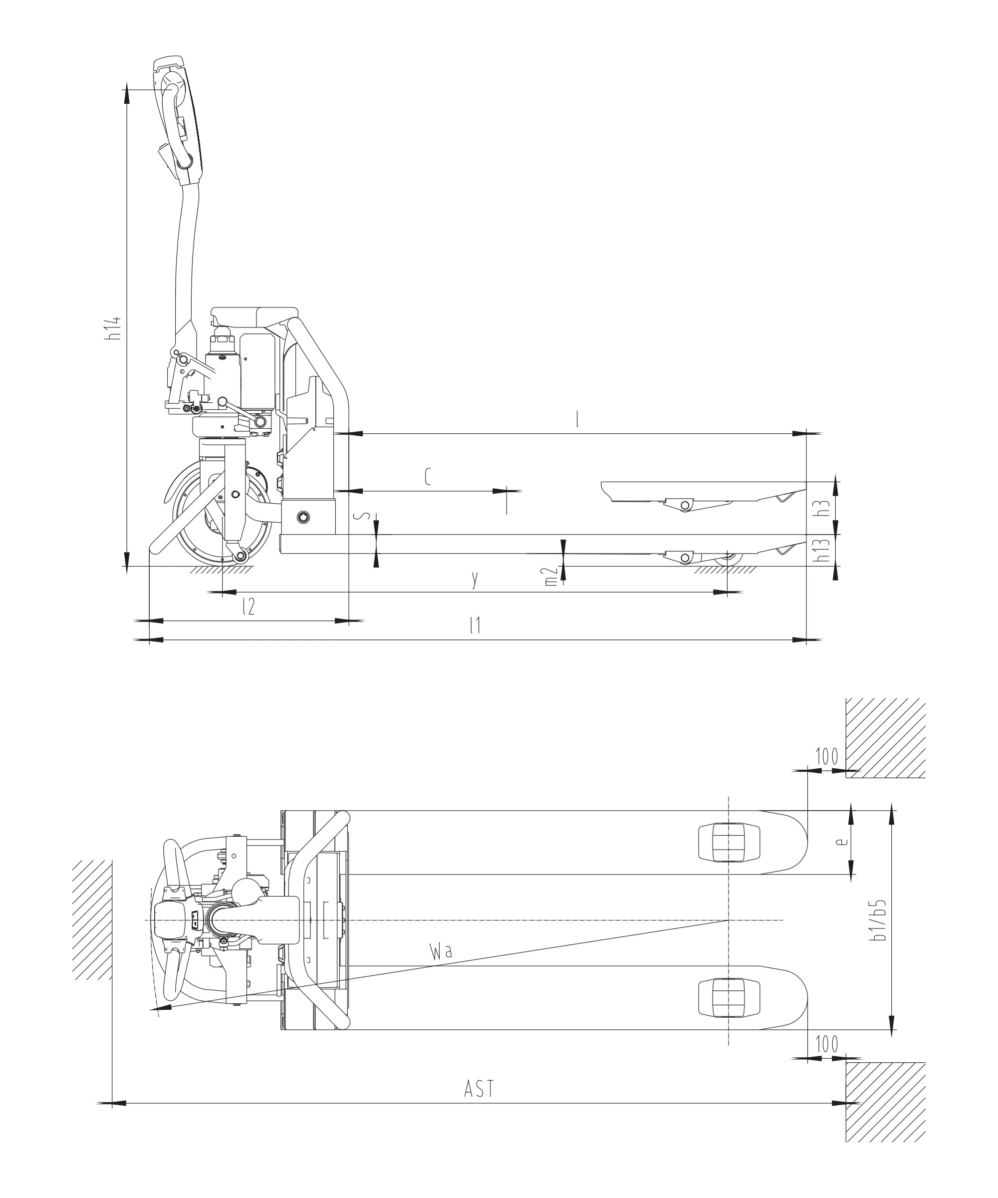 Transpaleta eléctrica compacta EPV15LD-Li para almacén