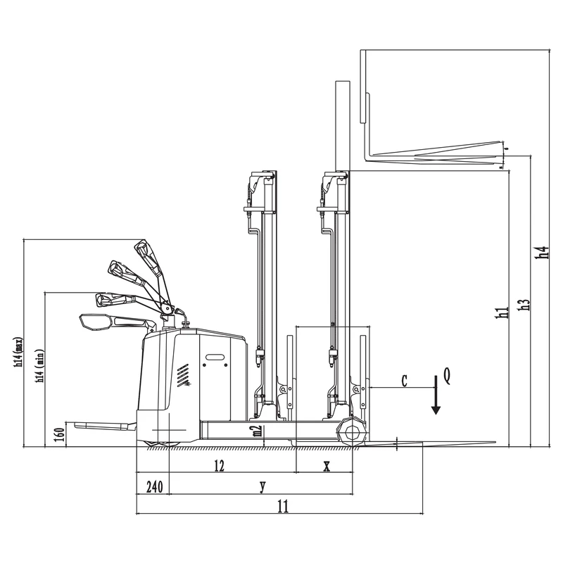 Apilador retráctil contrapesado EVVP12C-P/EVVP15C-P con plataforma para operario