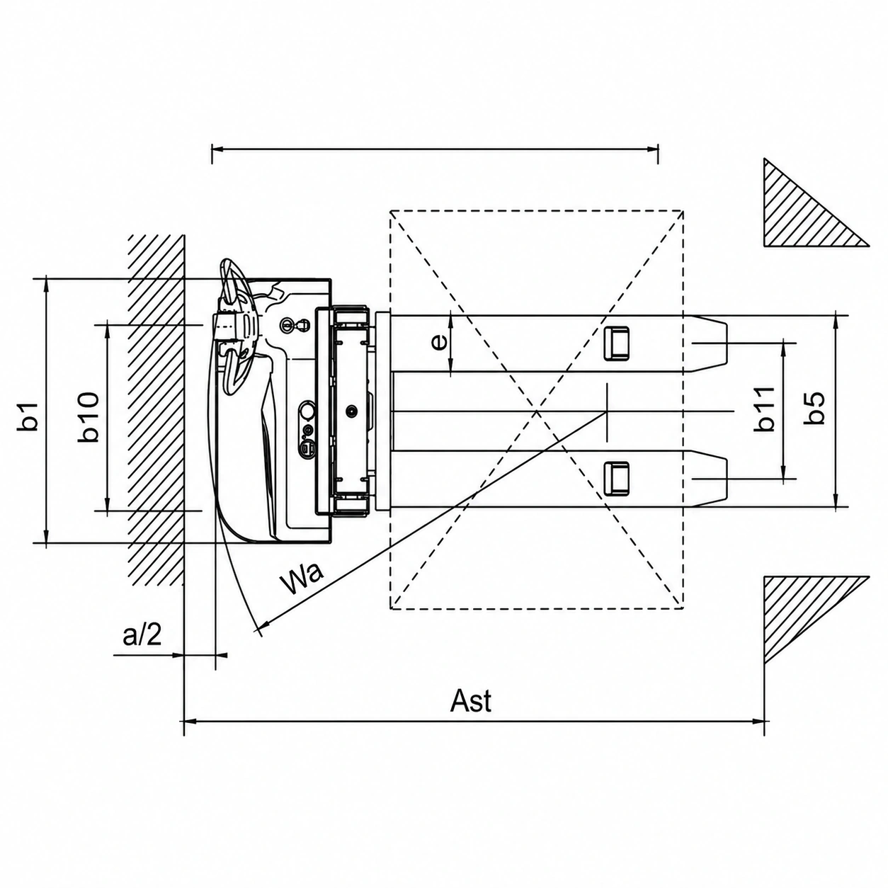 Segundo plano técnico del apilador eléctrico EVV10B, EVV12B y EVV15B