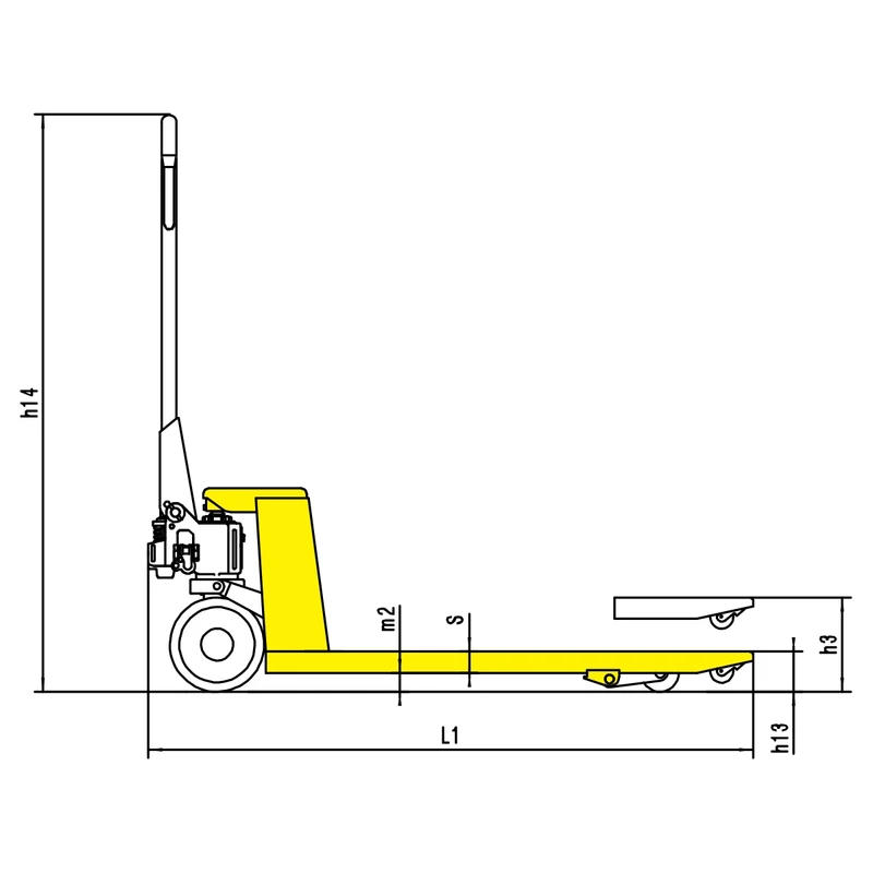 Dimensiones de la transpaleta manual galvanizada RPV2500G de 2500 kg