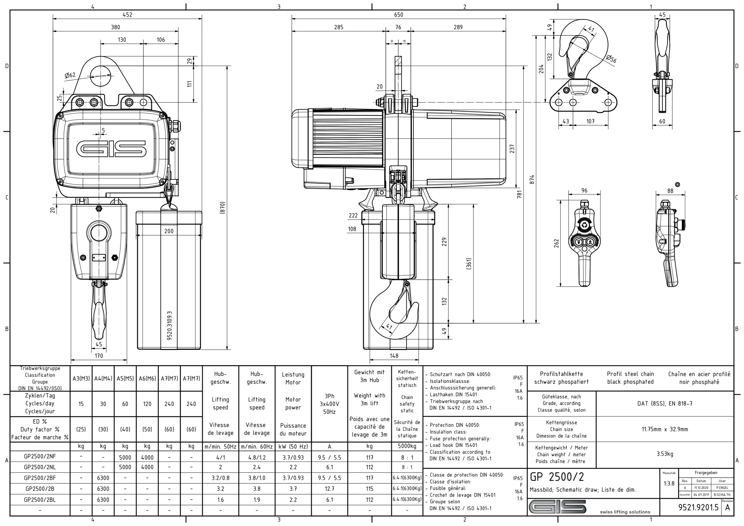 Polipasto industrial de cadena GIS GP2500