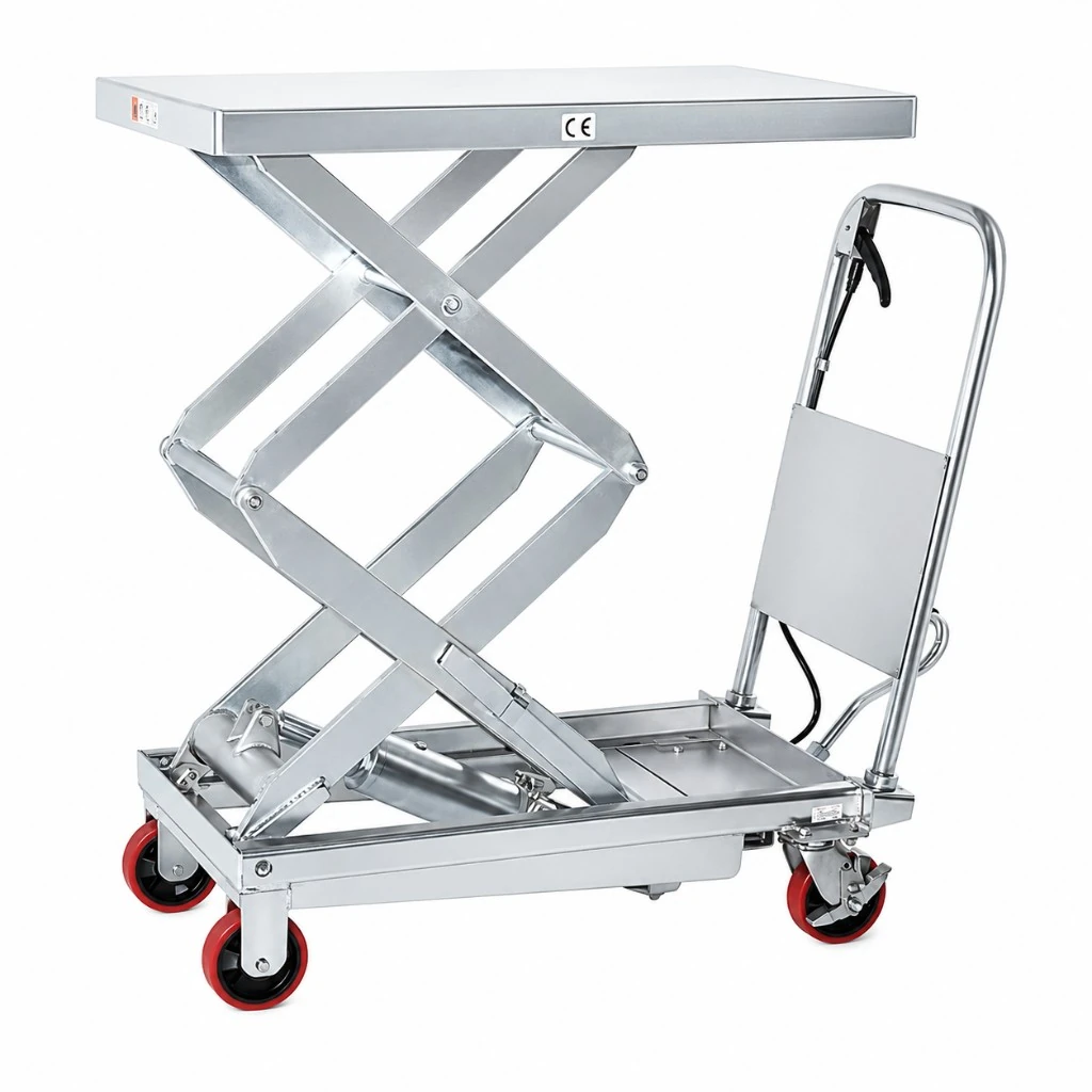 Mesa elevadora móvil de doble tijera de acero inoxidable (MPS350DS), 350 kg